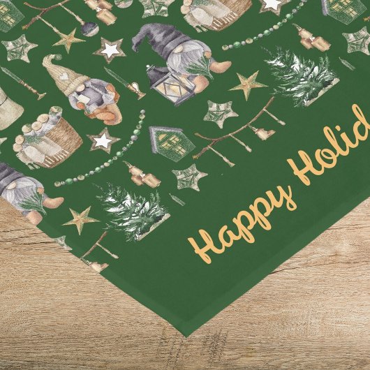 Chemin De Table Court Noël gnomes vert nordique style ferme