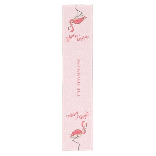 Chemin De Table Court Noel mignon String lumières Whimsy Flamant rose ro (Devant)