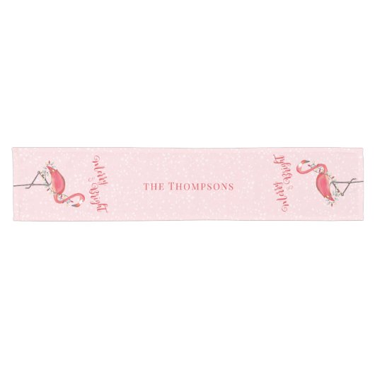 Chemin De Table Court Noel mignon String lumières Whimsy Flamant rose ro (Horizontal)