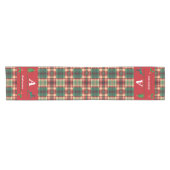 Chemin De Table Court Noël Rouge Vert Plaid Personnalisé Monogramme Et N (Horizontal)