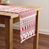 Chemin De Table Court Noël scandinave moderne rouge et blanc Motif (In Situ)