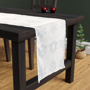 Chemin De Table Court Noël Snowflake Motif moderne Festin blanc