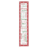 Chemin De Table Court Noël Snowflakes Noms et ornements (Devant)