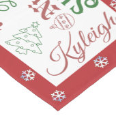 Chemin De Table Court Noël Snowflakes Noms et ornements (Coin)