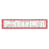 Chemin De Table Court Noël Snowflakes Noms et ornements (Horizontal)