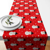 Chemin De Table Court Noël Snowman motif en rouge clair