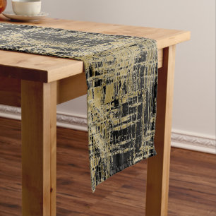 Chemin De Table Court Noir et art moderne d'or