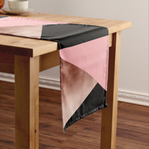 Chemin De Table Court noir rose géométrique moderne élégant de rose 