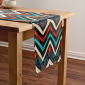 Chemin De Table Court Noir Rouge Turquoise Beige Aztèque Motif (In Situ)