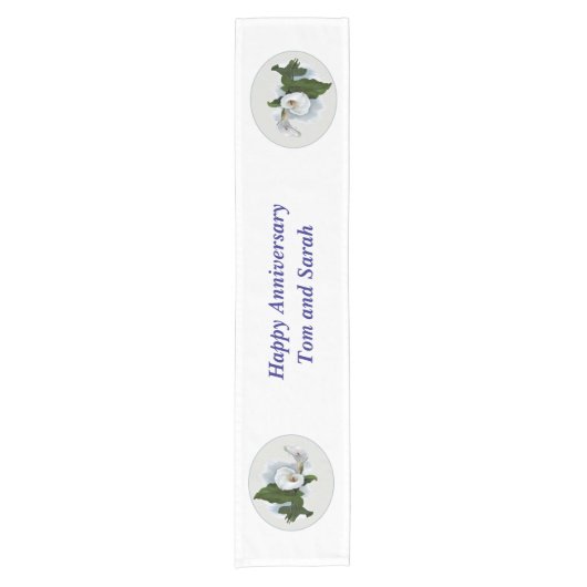 Chemin De Table Court Nom fait sur commande et zantedeschia (Devant)