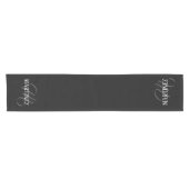 Chemin De Table Court Nom Personnalisé Black Elegant | Nom (Horizontal)
