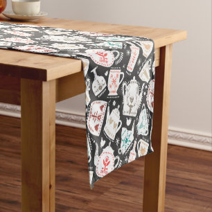 Chemin De Table Court Nordic Folk Art Drinkware Motif