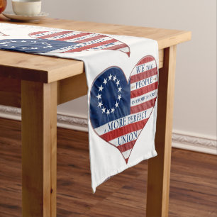 Chemin De Table Court Nous Le Peuple American Flag Heart Table Courte Ru