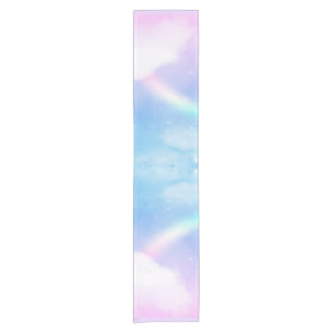 Chemin De Table Court Nuages pastel magiques et arc-en-ciel