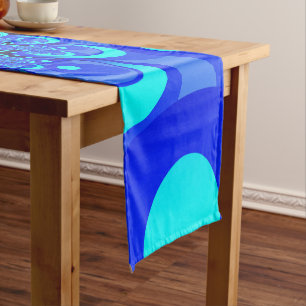 Chemin De Table Court Nuances de bleu Art fractal abstrait moderne