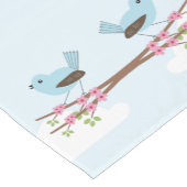 Chemin De Table Court Oiseau bleu dans l'arbre de fleur (Coin)