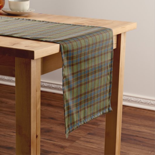 Chemin De Table Court Olive Blue Orange Plaid Tartan Table Runner (In Situ)