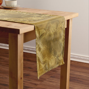 Chemin De Table Court Or bronzage de vue en cuir d'art déco de peau de