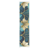 Chemin De Table Court Or Turquoise floral japonais (Devant)
