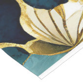 Chemin De Table Court Or Turquoise floral japonais (Coin)