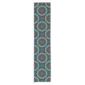 Chemin De Table Court Orange bleu Turquoise noir Mandala Boho Motif (Devant)