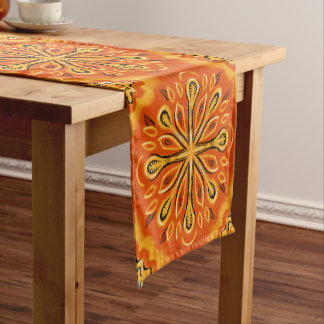 Chemin De Table Court Orange Boho Abstrait Motif décoratif