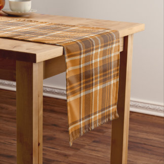 Chemin De Table Court Orange brown fall tartan plaid aesthetic