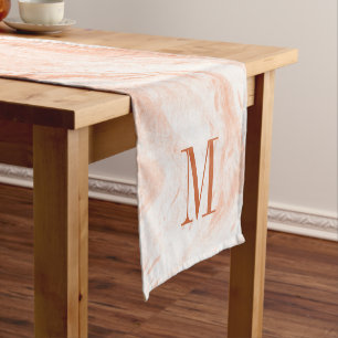 Chemin De Table Court Orange Clair Et Pierre De Marbre blanc Monographiq