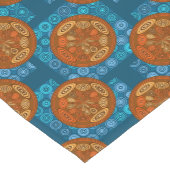 Chemin De Table Court Orange et motif bleu (Coin)