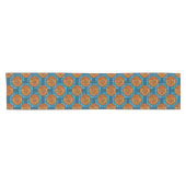 Chemin De Table Court Orange et motif bleu (Horizontal)