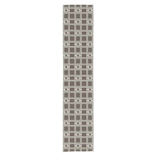 Chemin De Table Court Organic Sage Chocolate Greek Key Pattern (Devant)