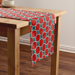 Chemin De Table Court Oriental Rouge Vert arabe Égypte Motif géométrique