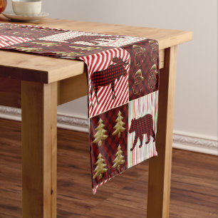 Chemin De Table Court Ours de rennes de sapin plaid de Noël