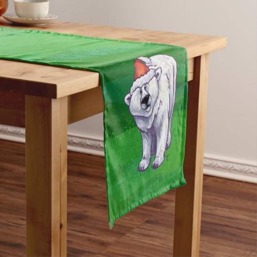 Chemin De Table Court Ours polaire Noël sur vert (In Situ)