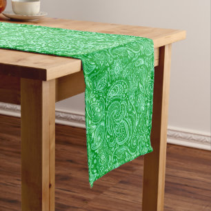 Chemin De Table Court Paisson vert clair sur vert