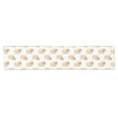 Chemin De Table Court Palme d'or blanc tropical Feuille (Horizontal)