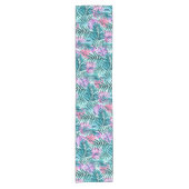 Chemin De Table Court Palme rose et Turquoise Tropical & Monstera Feuill (Devant)