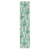 Chemin De Table Court Palme tropicale & Monstera Feuilles & Fleurs exoti (Devant)