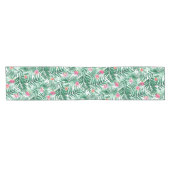 Chemin De Table Court Palme tropicale & Monstera Feuilles & Fleurs exoti (Horizontal)