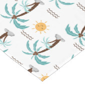 Chemin De Table Court Palmier Tropical Soleil Turquoise Cyan  (Coin)