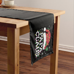 Chemin De Table Court Papa Claus Lumières de Noël Pyjama Famille Assorti