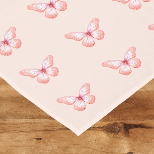 Chemin De Table Court Papillon rose or rose