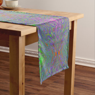 Chemin De Table Court Papillon Violet, Orange et Vert Abstrait Trippy