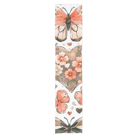 Chemin De Table Court Papillons, Coeurs et Fleurs (Devant)