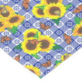 Chemin De Table Court Papillons tournesols En vichy bleu (Coin)