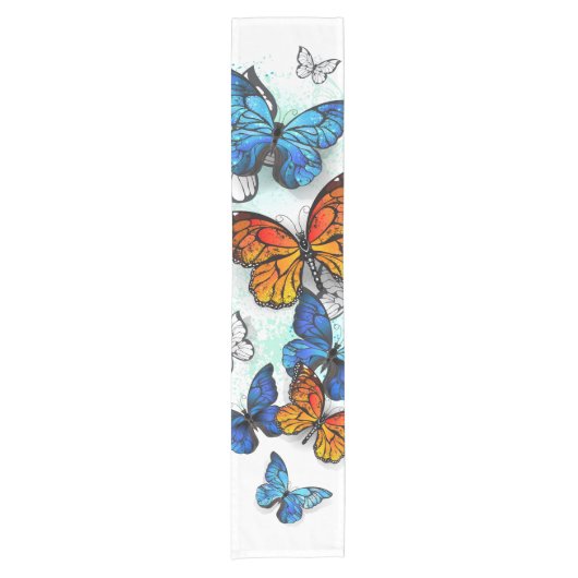 Chemin De Table Court Papillons volants Morpho et Monarch (Devant)