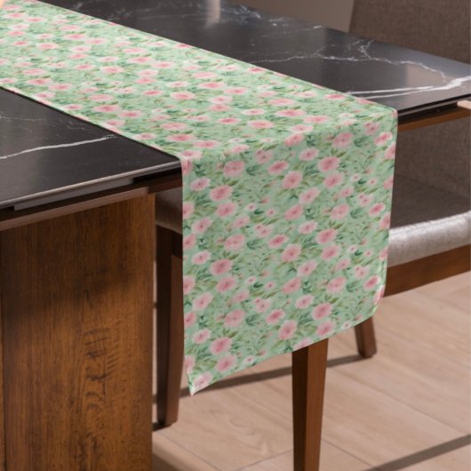 Chemin De Table Court Pâques Pastel Rose & Flore Verte
