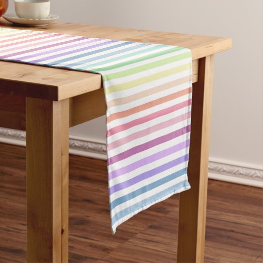 Chemin De Table Court Pâques Printemps Pastel Rainbow Stripes (In Situ)