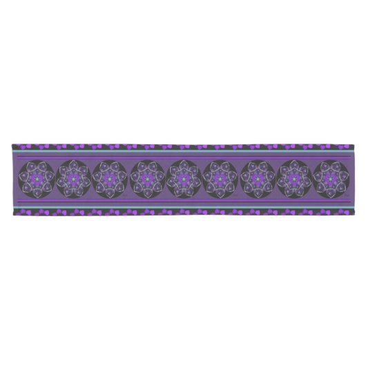 Chemin De Table Court Parapluie violet & coeurs .7 (Horizontal)