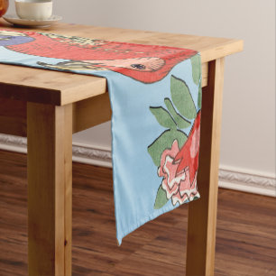 CHEMIN DE TABLE COURT PARROIS BLEU ROUGE